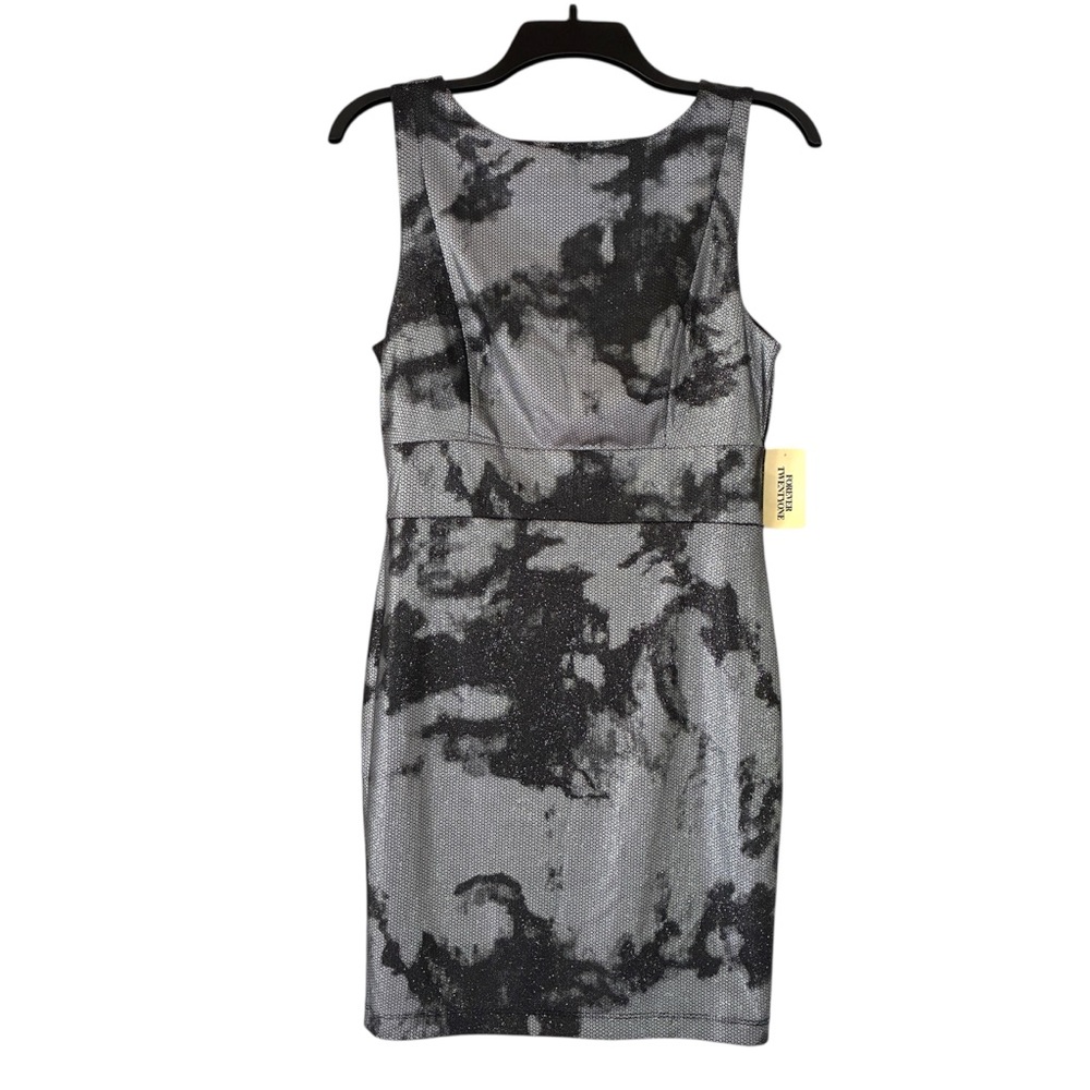 Forever 21 Sleeveless Bodycon Cocktail Party Dress Black Gray w/Metallic Shimmer